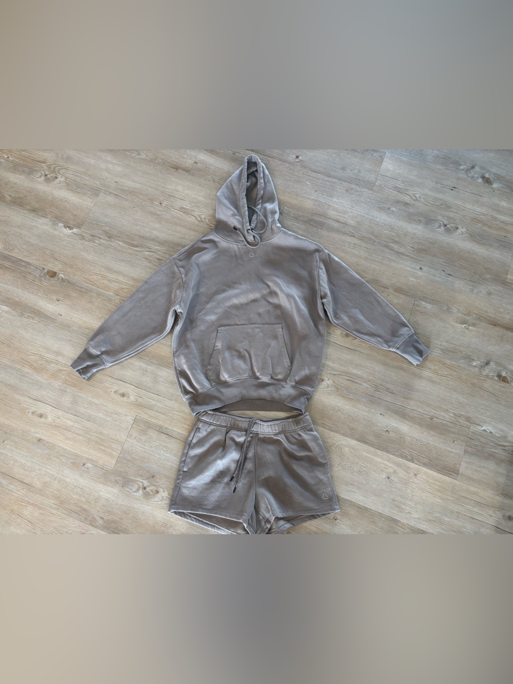 Reebok Taupe Hooded Sweatshirt & Shorts Set